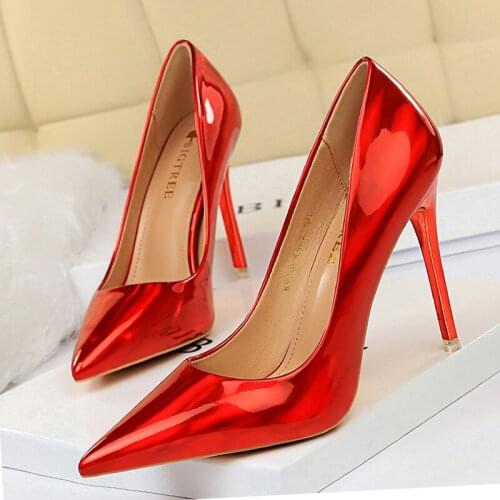 Solid Color Womens High Heel Shoes Party Pointed Toe Womens Pumps Shoes On Heels 10.5cm Shallow Female Stiletto Ladies Pumps