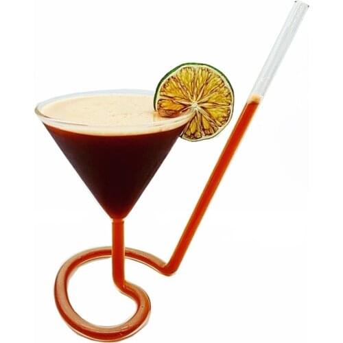 Handblown unique Martini Cocktail Glass 110ml vampire wine whiskey beverage glass cup with a straw