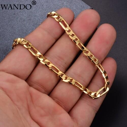 Wando Ethiopian jewelry 6MM Gold color copper Couple Bracelet For Men Women Chain Men Women Bracelets &bangles Gift
