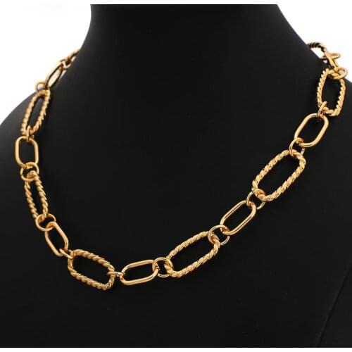 Flashbuy Fashion Chunky Thick Gold Color Chain Necklace for Women Alloy Metal Twisted Chain Necklace Jewelry Gift