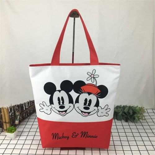 Disney cartoon Mickey mouse Womens canvas bag shoulder High capacity portable cartoon bag for shopping handbags