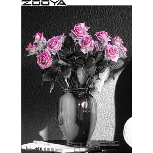 ZOOYA DIY Diamond Embroidery Needlework Full Drill Diamond Painting Beautiful Vase In The Corner Mosaic Pattern Home Decor R848