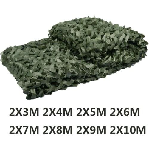 2X8m/2x5m Outdoor Double Layer Military Pure Green Camouflage Net Sun Shelter Camo Netting for Hunting Camping Home Decoration