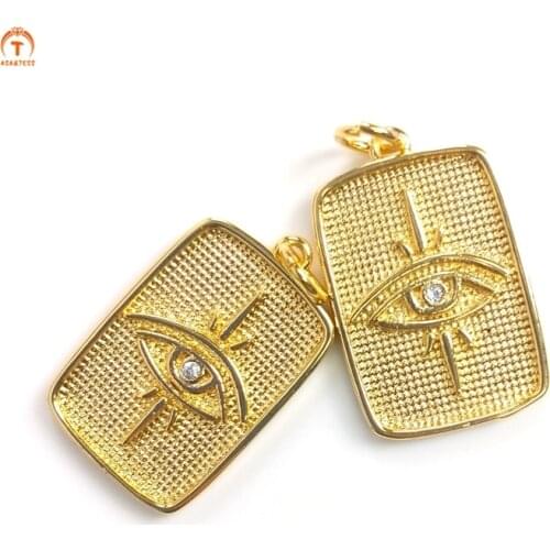 5pcs Evil Eye Protection Luck Pendant Amulet Spiritual Charm Gold Brass Plate Eyes Pendant Evil Eye Necklace For Women Jewelry