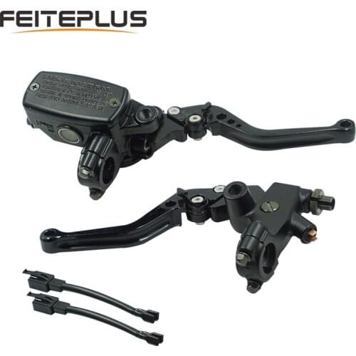 7/8" 22mm CNC Front Motorcycle Hydraulic Brake Pump Master Cylinder Left Right Disc Brake Lever Universal w/ Brake Switch M10