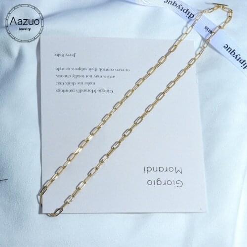 Aazuo Fashion Hot sale Instagram Popular 18K Orignal Yellow Gold Handmade Chain Necklace gifted for Women Girl Au750