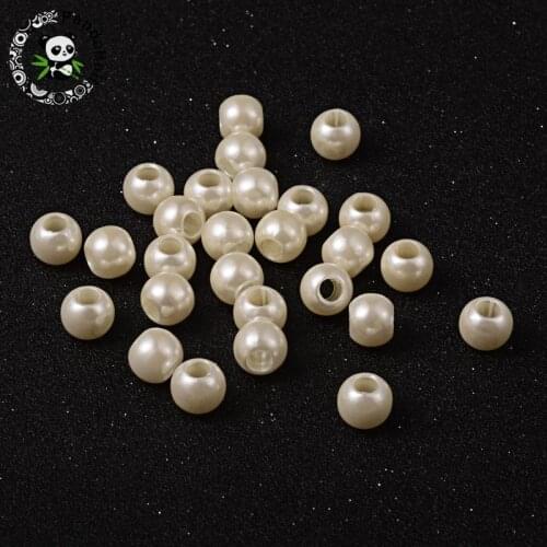 ABS Imitation Pearl Acrylic European Beads, Large Hole Rondelle Beads, Ivory, 11.5~12x10mm, Hole: 5mm; about 780pcs/500g