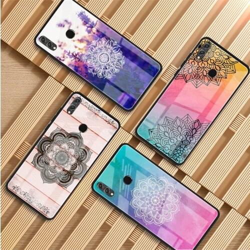 Mandala flower pattern Tempered Glass Phone Case For Huawei P20 P30 P40 P40 Lite Pro Psmart Mate 20 30 Cover Shell