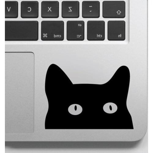 Black Big-Eyed Cat Decal And Graphics With Handle Official Business Laptop Computer Sign Art Vinyl Decal GA140