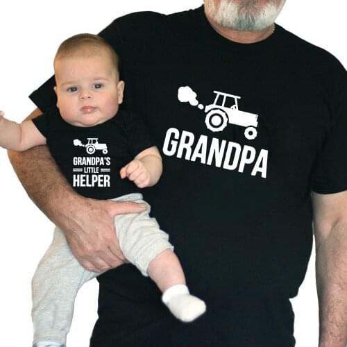 Grandpa and Grandpas Little Helper Matching Grandpa and Grandson T-shirts Summer Short Sleeve Matching Family Look Outfits 1Pc