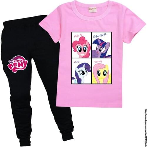 Kids Summer My Little Baby girl pony Clothing Toddler Girl Short Sleeve T-Shirt Pants Outfits 2PCS Children Girls Sest