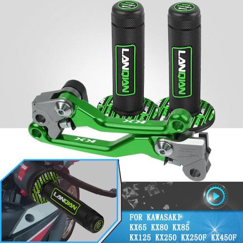 For Kawasaki KX65 KX80 KX85 KX125 KX250 KX250F KX450F Dirt Pit Bike Motocross 7/8" Hand Grips Brake Clutch Levers Handlebar Grip