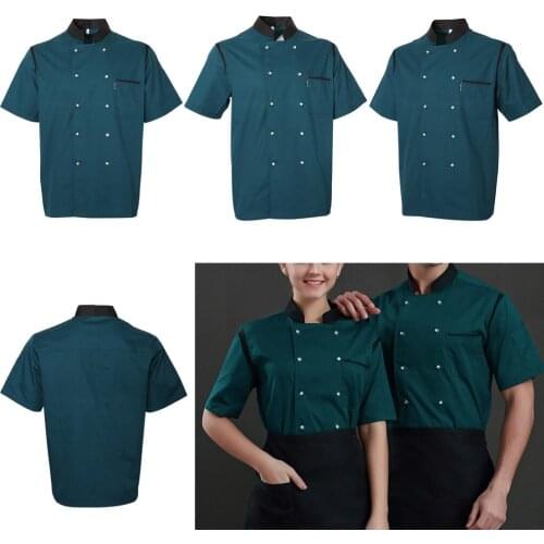 Breathable Chef Jackets Coat Double-Breasted Kitchen Uniforms Food Service Work Apparel