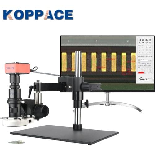 KOPPACE 20X-200X 4K 8.3 Million Pixels Electron Microscope Cross Arm Bracket Can Take Pictures Video Measuring Microscope