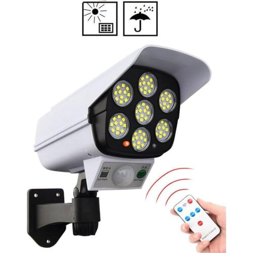 Remote solar fake monitor dummy camera Wall Lamp PIR Motion Sensor Light Outdoor Waterproof Garden Courtyard Street Lights Light