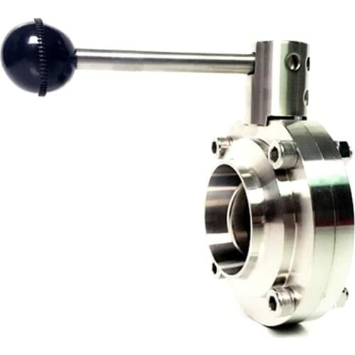 Fit 63mm Pipe OD Butt Welding Sanitary Butterfly Flow Control Valve SUS 304 Stainless Beer Brewing Home