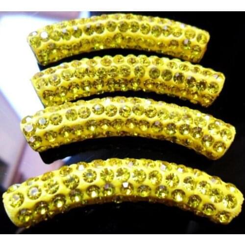 Hr6tt clay black white red mixed multi color long bending tube crystal crystal beads DIY bead for bracelet