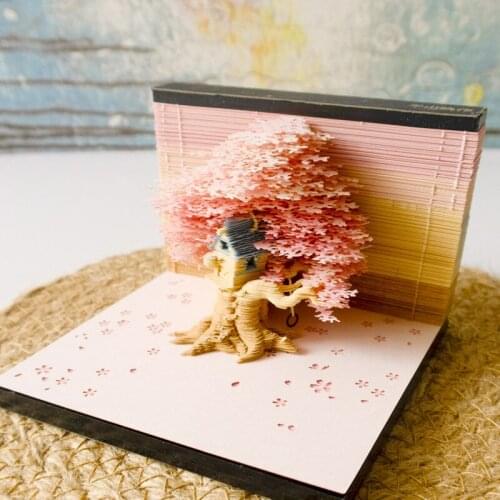 Stationery post-it notes 3d tree House surprise creative birthday gift surprise lighting decorations scrapbooking скетчбук
