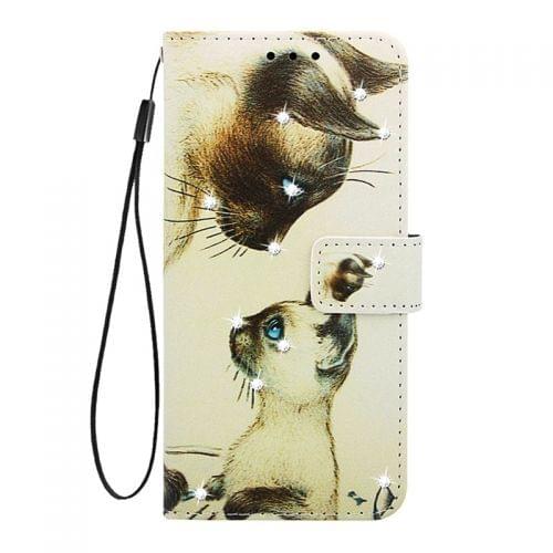 For OPPO Series Diamond Painted Plain Leather Case Realme 6 Pro Card Holder Phone Case Fall Protection Case Reno 3 5G /a11