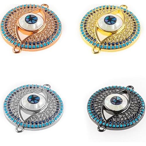 DIY Round High Quality Diy Jewelry Accessories Bracelet Necklace Jewelry Making Copper Cubic Zirconia Connector Miro Pave