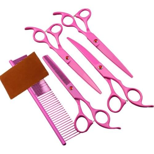 6 Inch Pink Japanese Stainless Steel Haircut Barber Hair Cutting Thinning Scissors Set