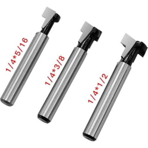3pcs 1/4 Inch 6mm Shank T Slot Router Bit Set Hex Bolt Key Hole Bits Keyhole Woodworking Slotting Milling Cutter Tool 19QB