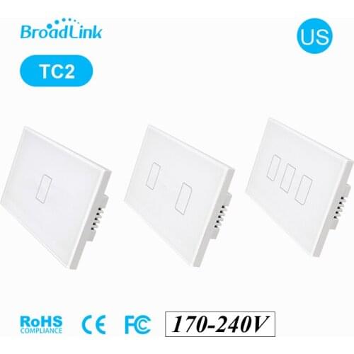 BroadLink TC2 123 gang 433Mhz US Wifi Wall Light Switch Wireless Touch Screen Panel 170-240V IOS Android Phone Remote Control