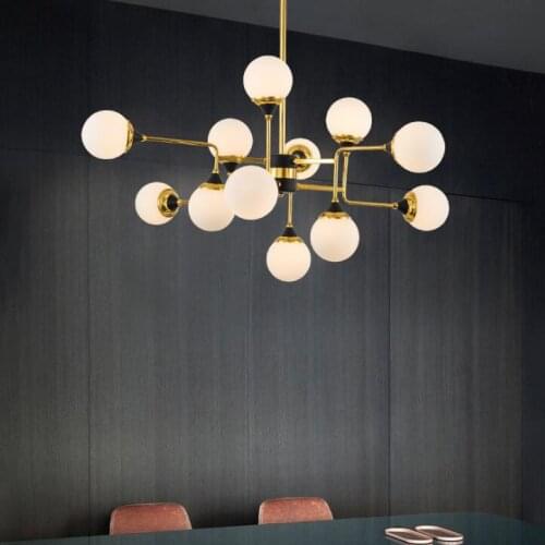 Nordic modern personality magic bean glass ball bedroom clothing store wrought iron glass ball American creative chandelier