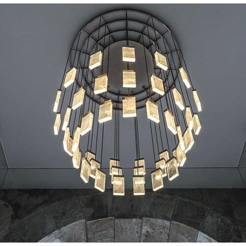 New crystal chandelier hotel hall chandelier living room decoration staircase chandelier American LED crystal lamp customized