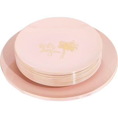 New disposable hard plastic dinner plate pink, dark green Christmas 19, 26cm Western dinner plate [10 packs]