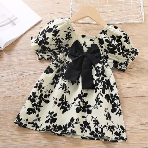 Summer New Children Dresses Girl Clothing Bowknot Party Dress Kid Clothes Baby Clothes For 1-5 Years