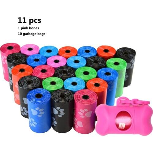 11pcs Degradable Pet Dog Waste Poop Bag With Printing Doggy Bag Degradable Pet Waste Clean Poop Bags Dog Up Clean Bag