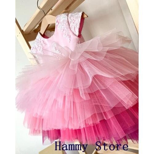 Toddler Girls Dress 3D Floral Princess Dress Elegant Lace Tutu Kids Wedding Party Dresses Children Clothing For Baby Girls