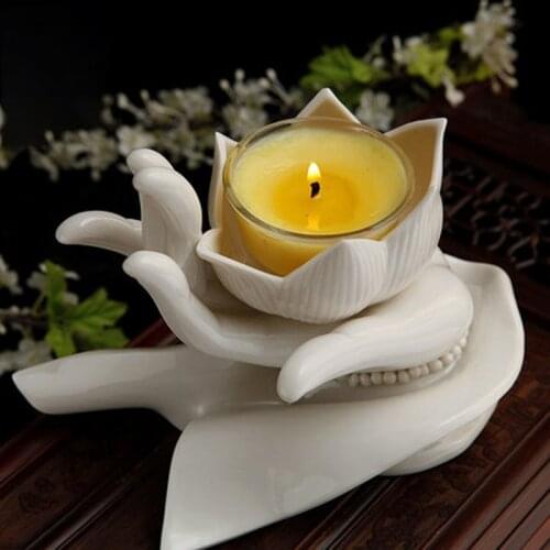 Ceramic Buddhas hand Tealight Candlestick Candle Holder for Zen Garden Meditation Relaxing Home Decorations Gifts