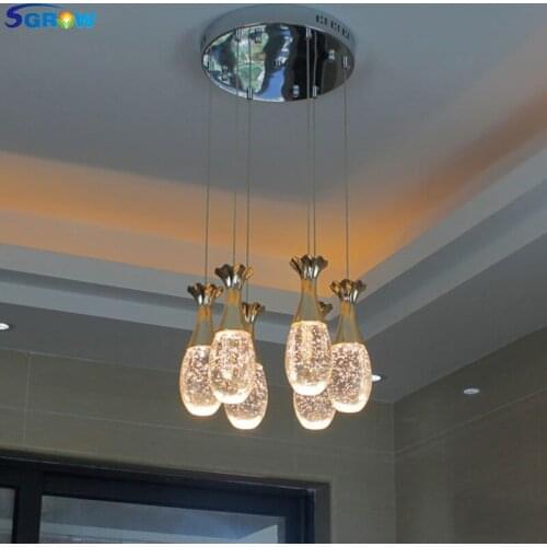 SGROW Indoor Art Deco Lighting Fixtures Water Droplets Design Crystal Chandeliers for Living Room Bedroom Dining Room Led Lamp