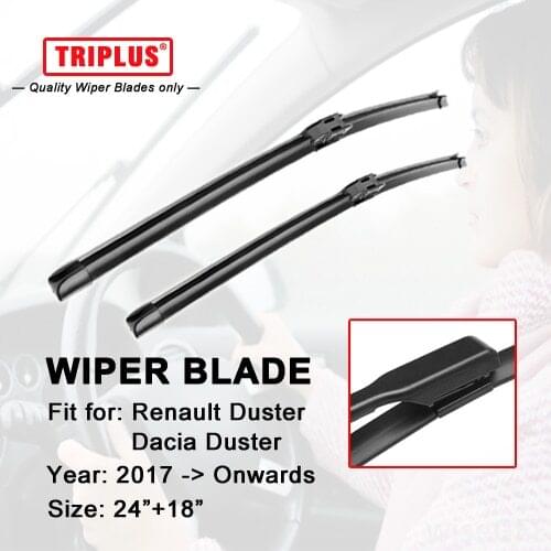 Wiper Blade for Renault Dacia Duster (2017-Onwards) 1set 24"+18",Flat Aero Beam Windscreen Wiper Frameless Soft Boneless Blades