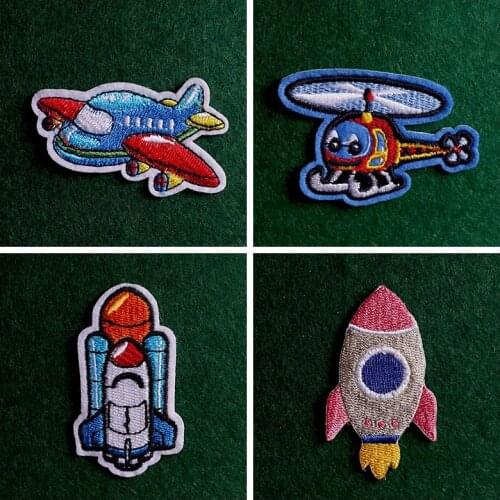 2pcs/lot Rocket/Plane Patches For Clothing Iron on Patches Embroideried Patch on Clothes Sticker for Jackets Badge Applique Diy