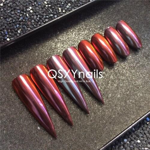 20g/50g High Grade Chameleon Powder Pigment Smooth Rubbing Chrome Fire Orange / Grey Mirror Glitter for Gel Nail Polish Nail Art