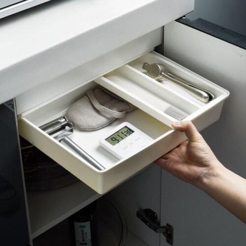 Under Desk Pencil Drawer Storage Box Self-Adhesive Desktop Sundries Makeup Stationery Supplies Organizer