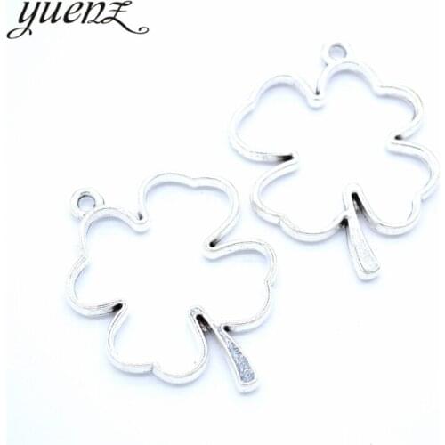 YuenZ 3pcs Antique Silver Plated Four leaf clover Charms Pendant:DIY for bracelet necklace 43*33mm Q419
