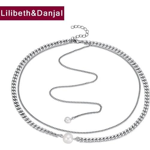 Pearl Chain Pure 925 Sterling Silver Fashion Necklace Pendant Jewelry For Women LOVE Gift 2021 Arrival Collares Para Mujer N11