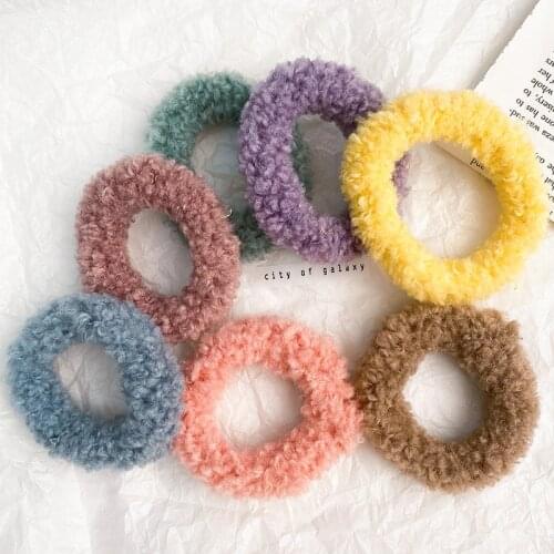 Women Girls Sweet Colors Lamb Wool Nylon Elastic Hair Bands Lady Lovely Soft Scrunchies Rubber Bands Female Hair Accessories