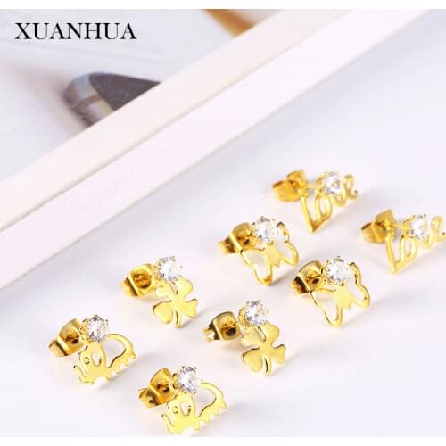 XUANHUA Love Earrings Charm Stainless steel Jewelry Woman vogue 2019 Stud Earrings for Women Fine Jewelry Accessories Bohemian
