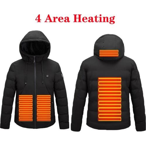 2/4 Place Heated Jacket Fashion Men Women Coat Intelligent USB Electric Heating Thermal Warm Clothes Winter Heated Vest Plussize