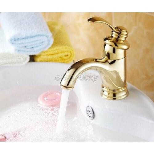 Gold Color Brass Single Handle Bathroom Basin Mixer Tap / Vessel Sink Faucet Wgf008