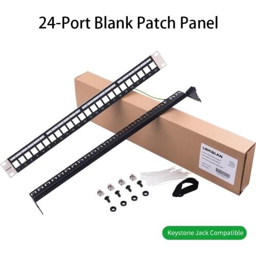 Brand-New 24 Port Unload Modular Blank Patch Panel - Incl. cable manager bar &Linkwylan front panel with label field