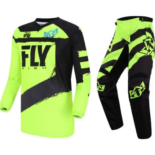 2019 Fly Fish Racing Suit Jersey Pant Combo Motorcycle Bike ATV BMX MTB Mx Off-Road Downhill Riding Adult Gear Set