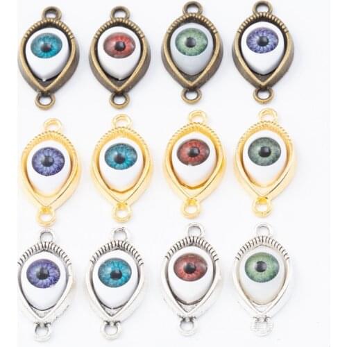 2021 New 10pcs 30*15mm Zinc Alloy Drop Oil Evil Eyes Connectors Charms for DIY Necklace Earrings Jewelry Accessories Girls