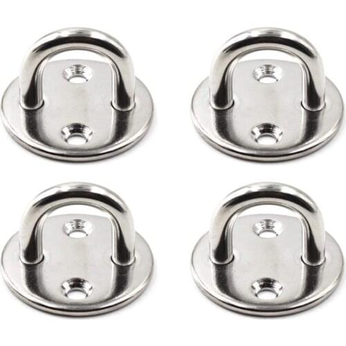4Pcs Round 316 Stainless Steel Pad Eye Plate 5mm 6mm 8mm Ship Rigging Ceiling Wall Mount Hook For Boat Yoga Swings Hammocks