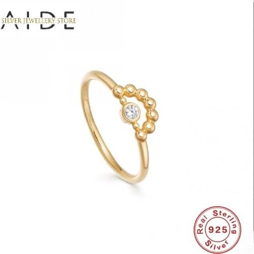AIDE Elegant 925 Sterling Silver Rings For Women Fashion Beads Stacked Hollow Zircon Ring Wedding Gift Fine Jewelry bague femme